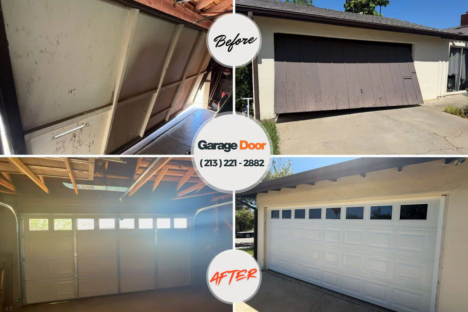 Before and after: garage door repair Pinardville, NH